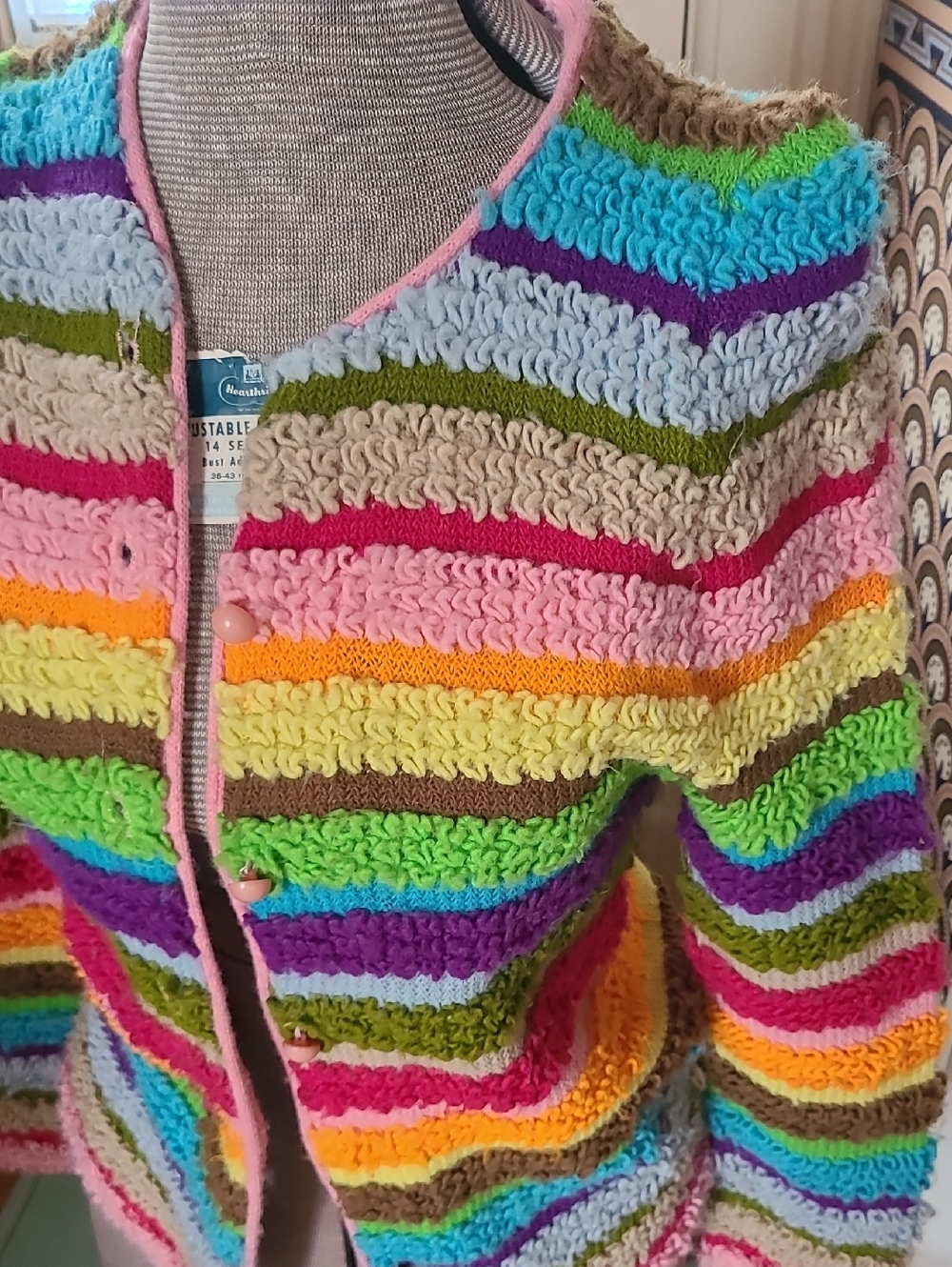 1960s Rainbow Stripe Cardigan By SUSAN CLARK - Picture 2 of 7